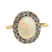 Vintage opal and diamond cluster ring