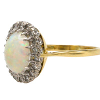 Vintage opal and diamond cluster ring
