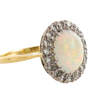 Vintage opal and diamond cluster ring