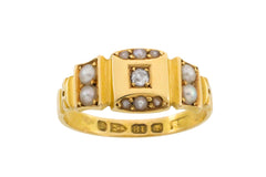 Victorian pearl and diamond ring from 1890-Antique rings-The Antique Ring Shop