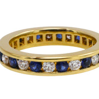 Sapphire and diamond eternity band in 18 carat gold-Vintage Rings-The Antique Ring Shop