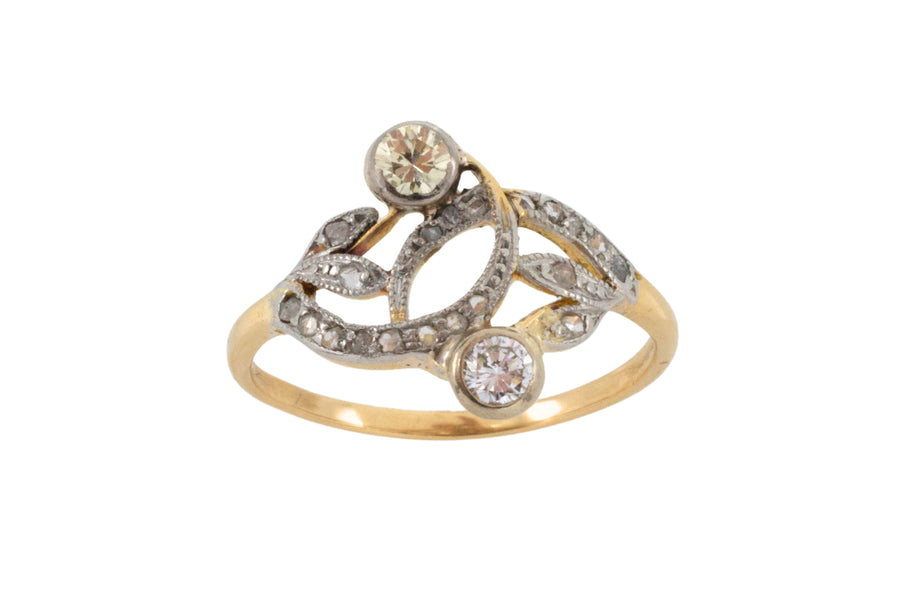 Art Nouveau style diamond ring in 14 carat gold-Antique rings-The Antique Ring Shop