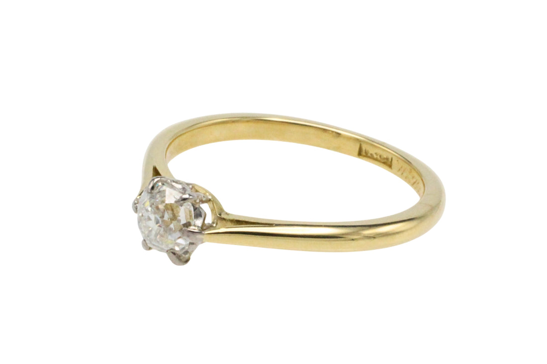 Old mine cut diamond solitaire ring-engagement rings-The Antique Ring Shop