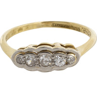Five stone diamond ring in 18 carat gold and platinum-engagement rings-The Antique Ring Shop