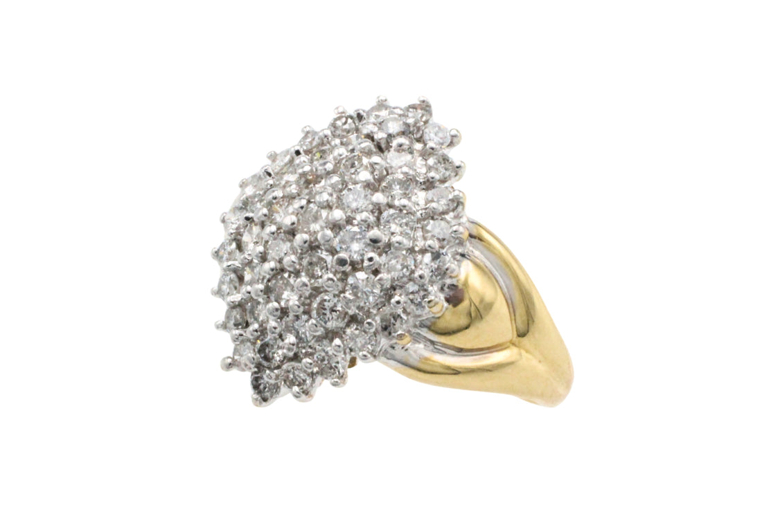 Diamond navette cluster ring in 18 carat gold-Vintage Rings-The Antique Ring Shop