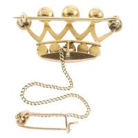 Rose diamond crown brooch in 14 carat gold-Brooches-The Antique Ring Shop