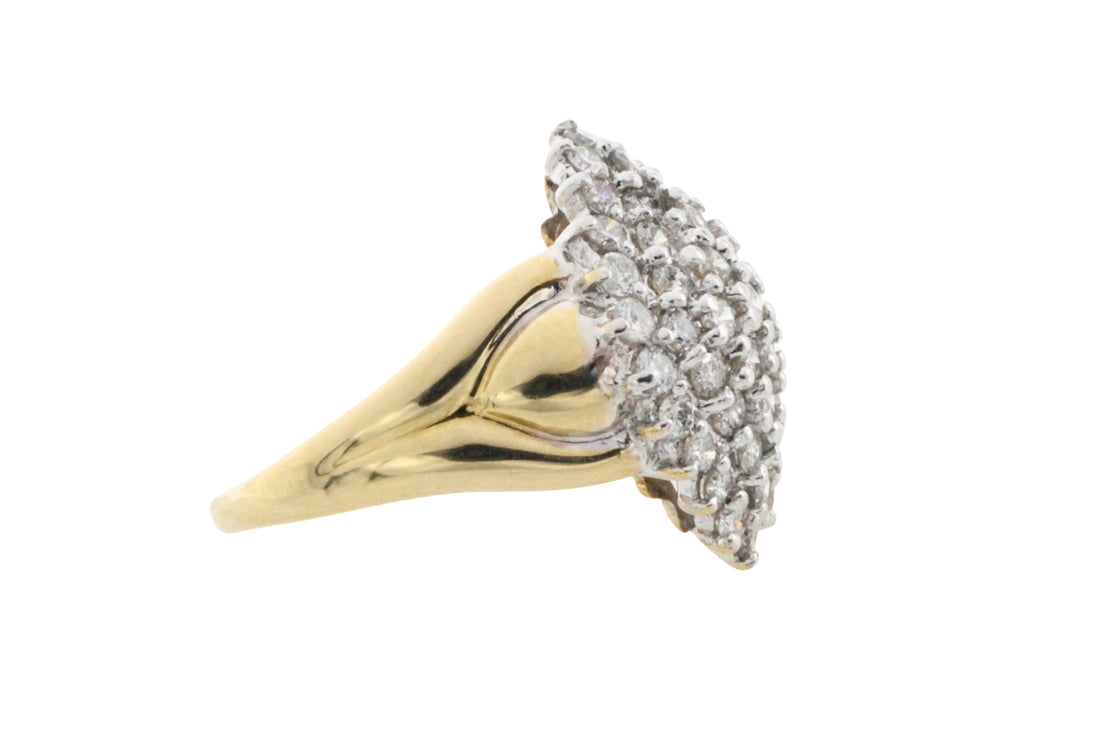 Diamond navette cluster ring in 18 carat gold-Vintage Rings-The Antique Ring Shop