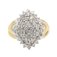 Diamond navette cluster ring in 18 carat gold-Vintage Rings-The Antique Ring Shop