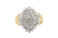 Diamond navette cluster ring in 18 carat gold-Vintage Rings-The Antique Ring Shop