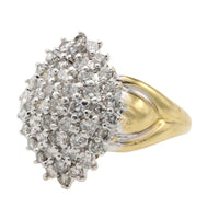 Diamond navette cluster ring in 18 carat gold-Vintage Rings-The Antique Ring Shop