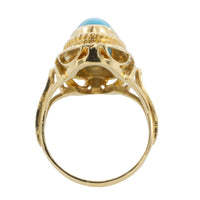 18 carat gold cabochon turquoise ring-vintage rings-The Antique Ring Shop