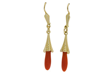 Vinateg 14 carat gold pendant earrings-Earrings-The Antique Ring Shop