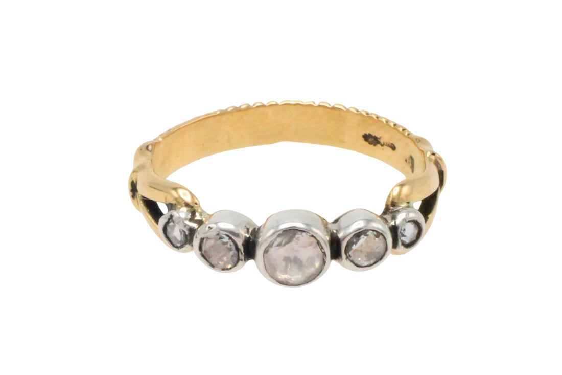 Rose diamond ring in silver and gold-Vintage Rings-The Antique Ring Shop