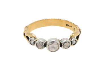 Rose diamond ring in silver and gold