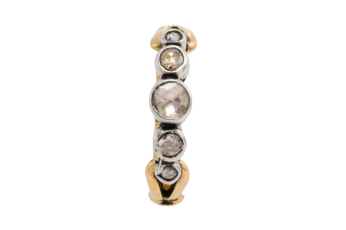Rose diamond ring in silver and gold-Vintage Rings-The Antique Ring Shop