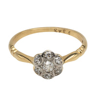 Edwardian 18 carat gold diamond flower cluster ring-Antique rings-The Antique Ring Shop