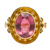 Vintage pink tourmaline ring in 14 carat gold-Vintage Rings-The Antique Ring Shop