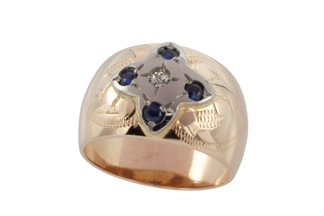 Sapphire and diamond band in 14 carat gold-vintage rings-The Antique Ring Shop