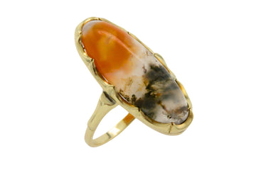 Vintage cabochon moss agate ring