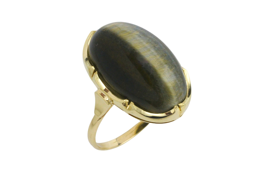Tigers eye ring in 14 carat gold-The Antique Ring Shop