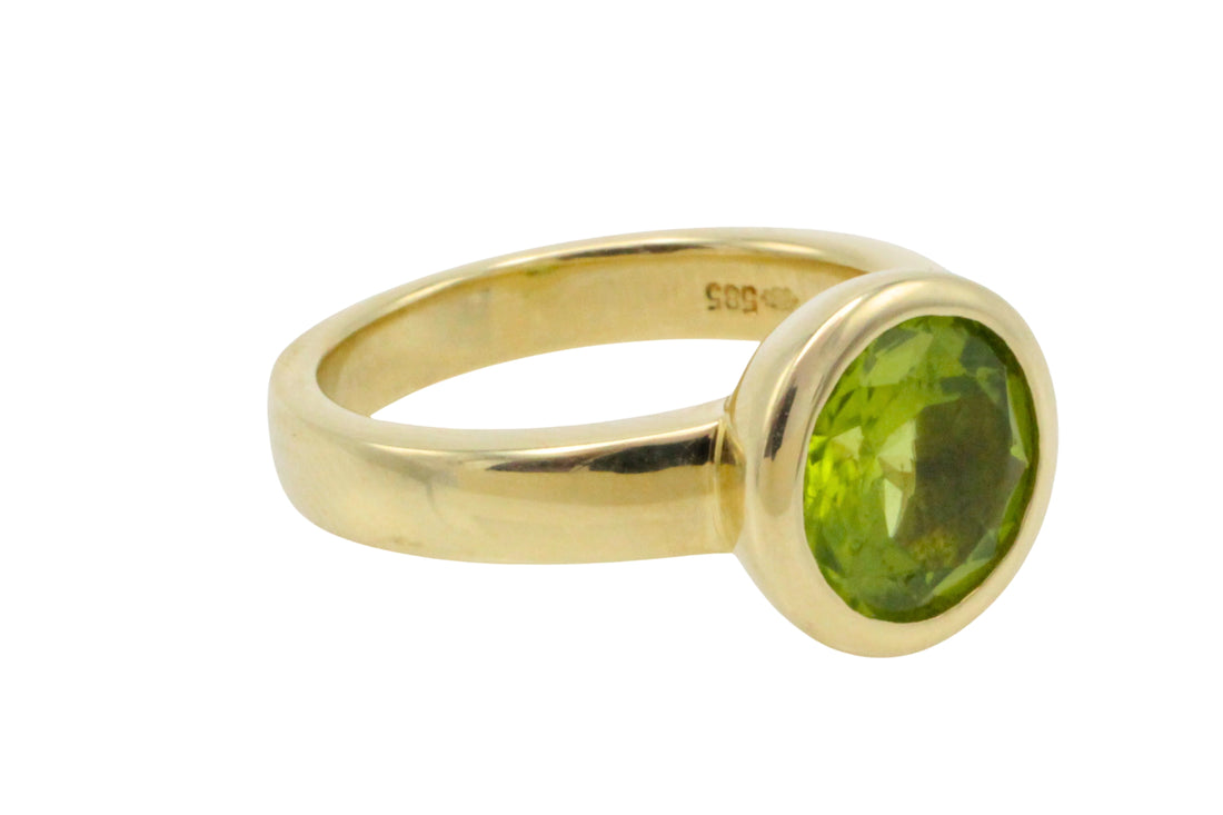 14 carat gold peridot ring-Vintage Rings-The Antique Ring Shop