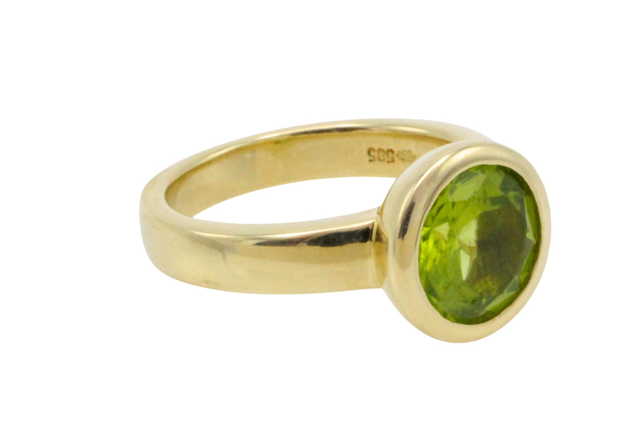 14 carat gold peridot ring-Vintage Rings-The Antique Ring Shop