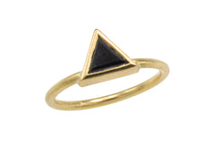 Black diamond ring in 18 carat gold-Vintage Rings-The Antique Ring Shop