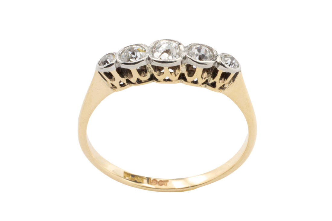 Edwardian period five stone old cut diamond ring-Antique rings-The Antique Ring Shop