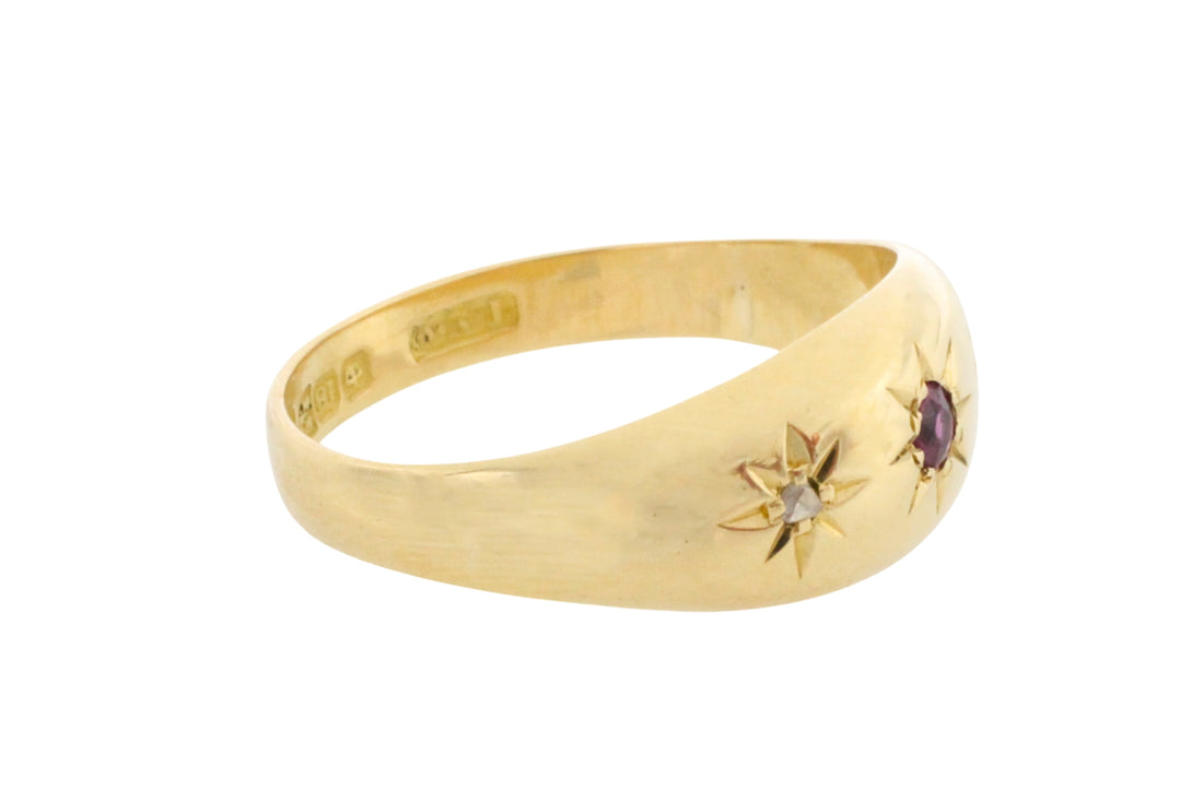 Ruby and diamond gypsy ring from 1919-Antique rings-The Antique Ring Shop