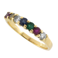 Multi gem and diamond ring in 18 carat gold-engagement rings-The Antique Ring Shop