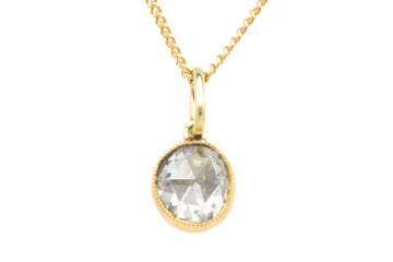 Rose diamond solitaire pendant in 14 carat gold-Pendants-The Antique Ring Shop