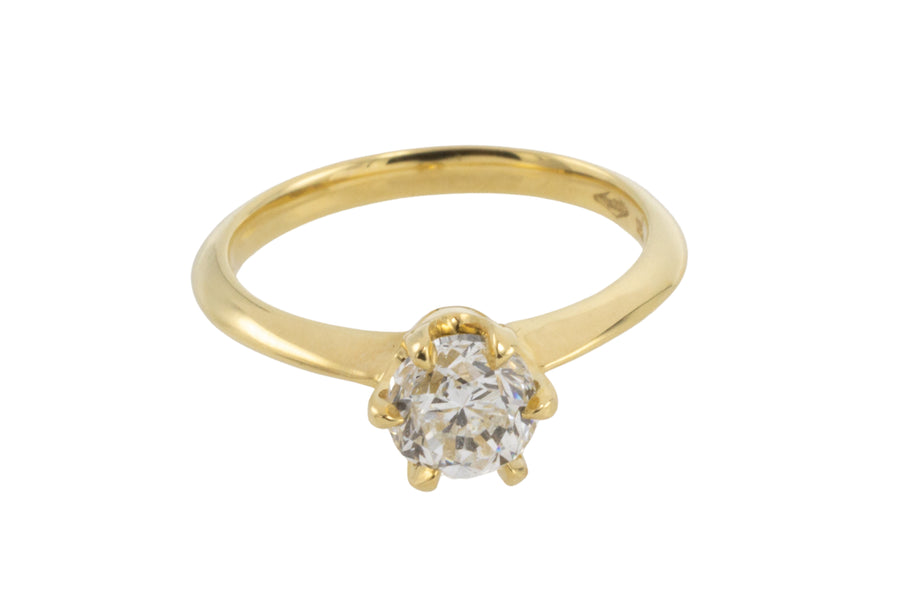 One carat diamond solitaire in 18 carat gold-engagement rings-The Antique Ring Shop