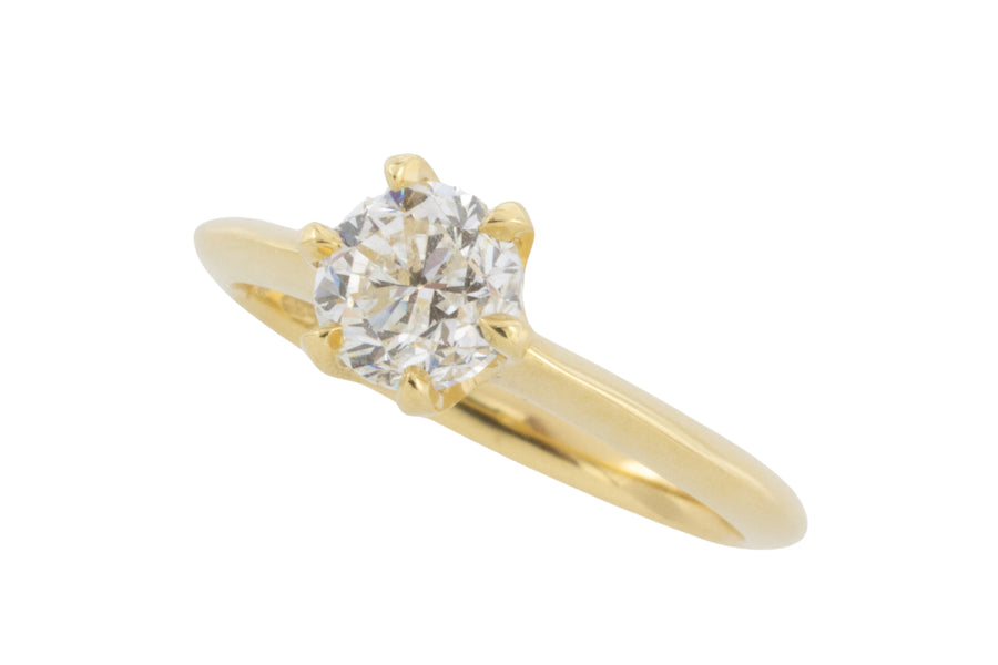 One carat diamond solitaire in 18 carat gold-engagement rings-The Antique Ring Shop