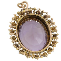 Large vintage amethyst pendant in 14 carat gold-Pendants-The Antique Ring Shop