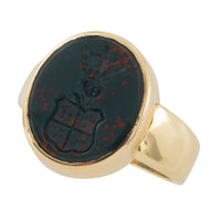 Vintage bloodstone signet ring with intaglio-gents rings-The Antique Ring Shop