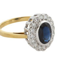 Sapphire and diamond ring in white and yellow gold-engagement rings-The Antique Ring Shop