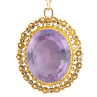 Large vintage amethyst pendant in 14 carat gold-Pendants-The Antique Ring Shop