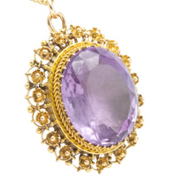 Large vintage amethyst pendant in 14 carat gold-Pendants-The Antique Ring Shop