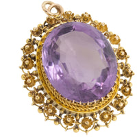 Large vintage amethyst pendant in 14 carat gold-Pendants-The Antique Ring Shop