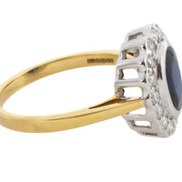 Sapphire and diamond ring in white and yellow gold-engagement rings-The Antique Ring Shop