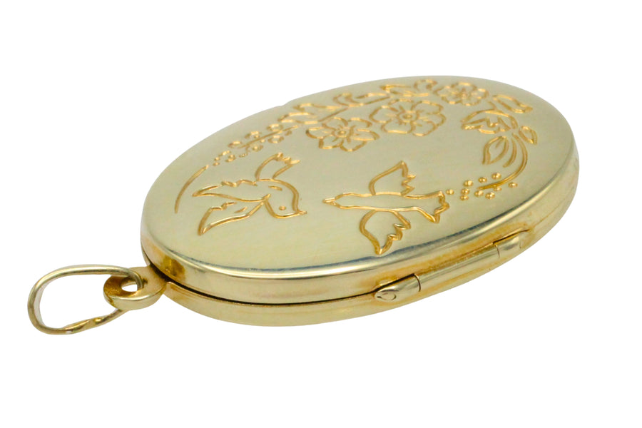 Vintage photo locket in 14 carat gold-Pendants-The Antique Ring Shop