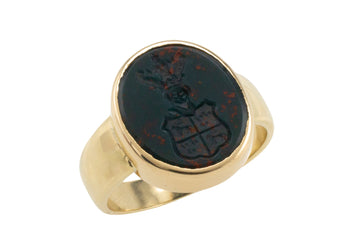 Vintage bloodstone signet ring with intaglio