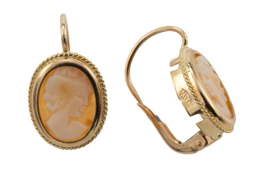 Cameo earrings in 18 carat gold-Earrings-The Antique Ring Shop