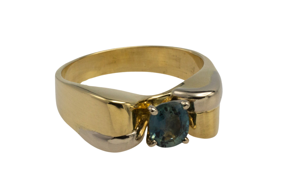 Vintage 18 carat gold ring with sapphire-vintage rings-The Antique Ring Shop