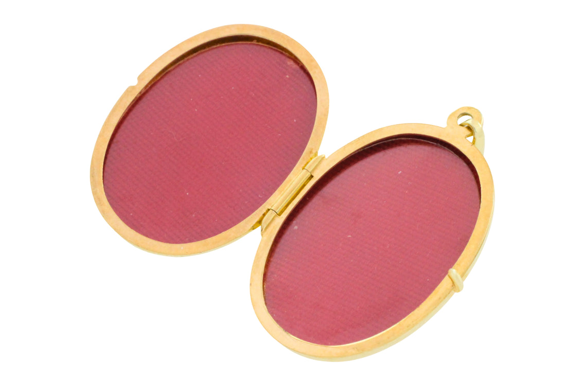 Vintage photo locket in 14 carat gold-Pendants-The Antique Ring Shop