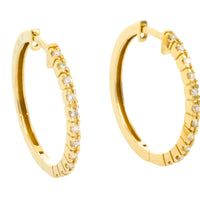 18 carat gold hoop earrings with diamonds-Earrings-The Antique Ring Shop
