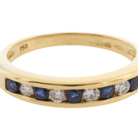 Sapphire and diamond band in 18 carat gold-Vintage Rings-The Antique Ring Shop