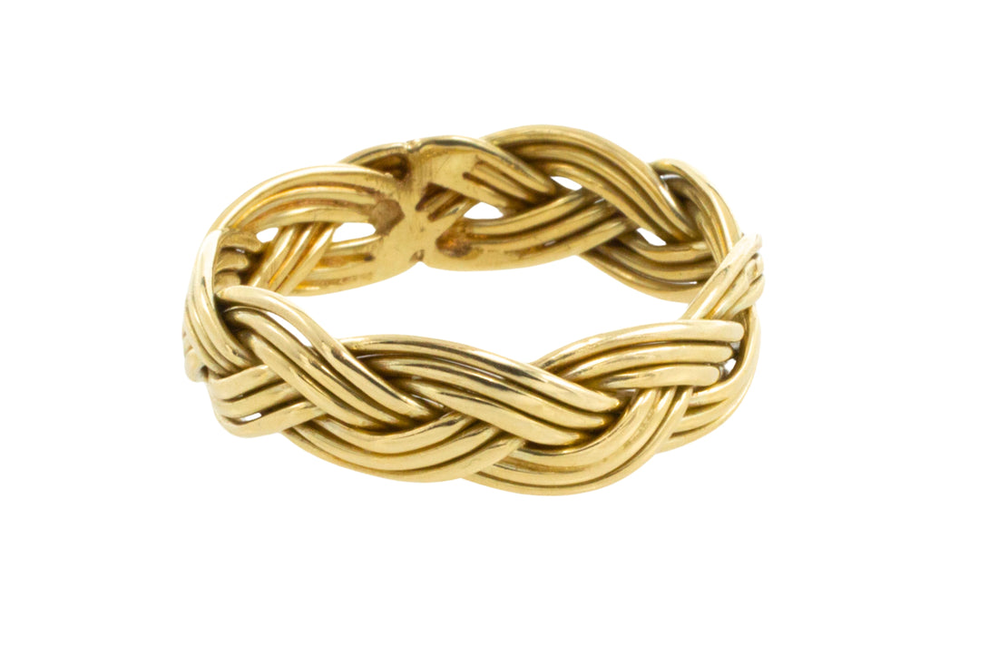 Vintage 14 carat gold interwoven band-wedding rings-The Antique Ring Shop