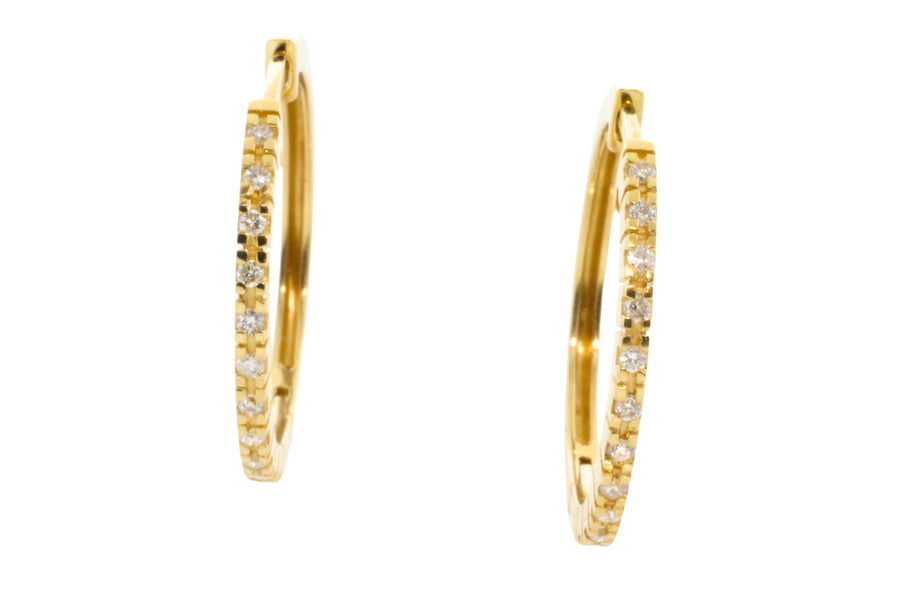 18 carat gold hoop earrings with diamonds-Earrings-The Antique Ring Shop