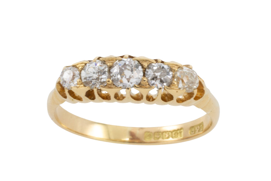 Five stone old cut diamond ring from 1903-Antique rings-The Antique Ring Shop